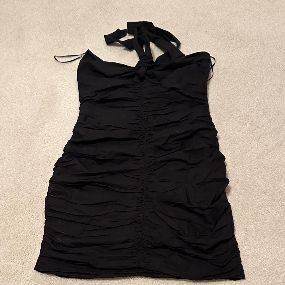 Zara black mini halter dress